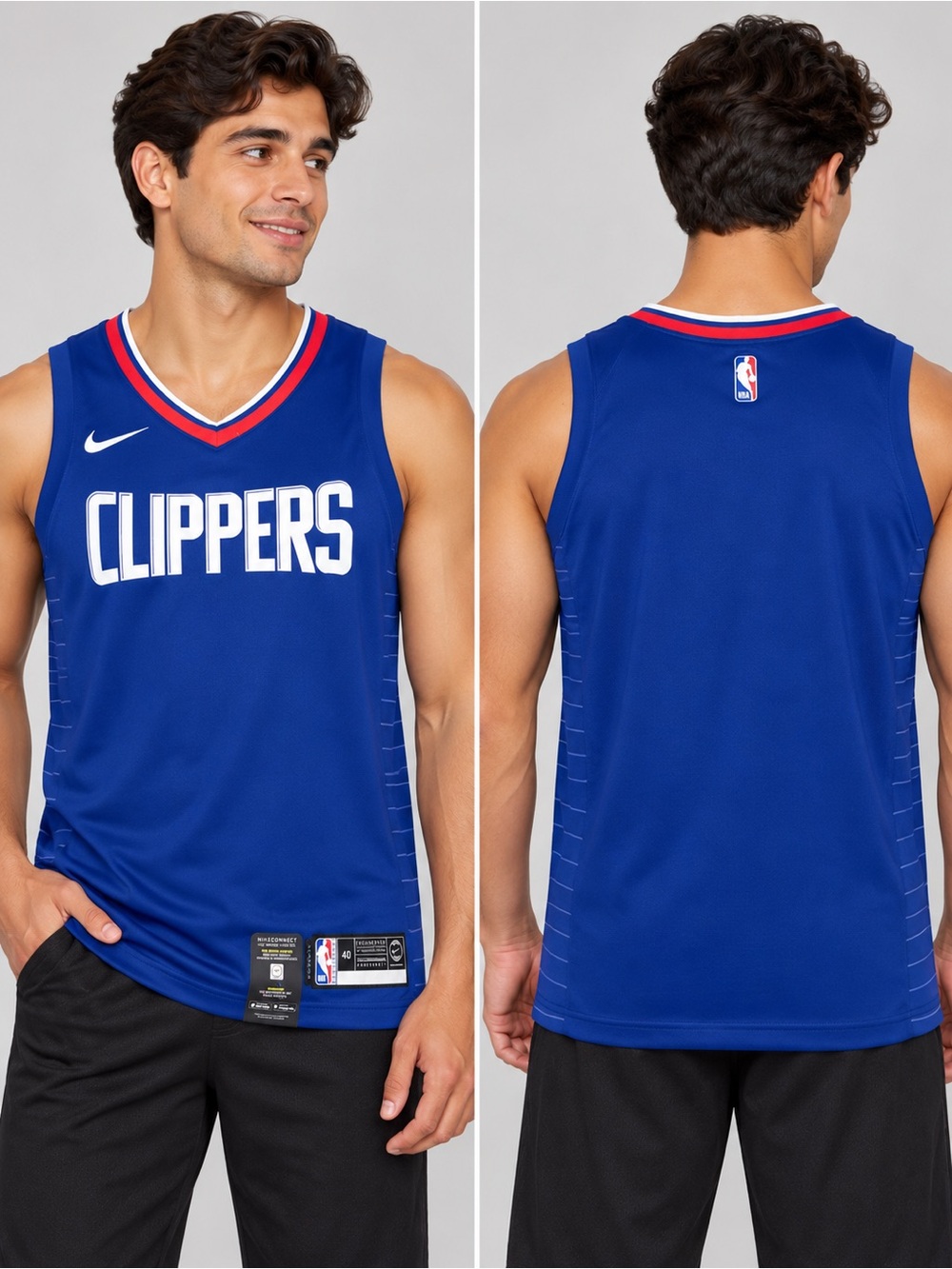 Nike Clippers Royal Blue Basketball Jersey with Red & White Trim